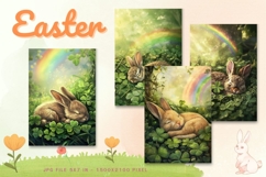 Easter Bunny Card Flower Rabbit Greeting Printable Card_36 Product Image 1