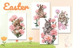 Easter Bunny Card Flower Rabbit Greeting Printable Card_80 Product Image 1