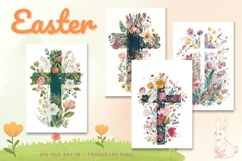 Easter Bunny Card Flower Rabbit Greeting Printable Card_32 Product Image 1