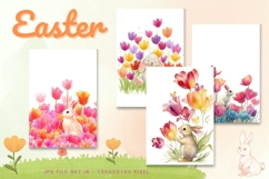 Easter Bunny Card Flower Rabbit Greeting Printable Card_106 Product Image 1