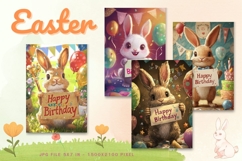 Easter Bunny Card Flower Rabbit Greeting Printable Card_76 Product Image 1