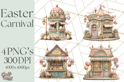 Easter Carnival Clipart, Pastel Carnival Booths Png Product Image 1
