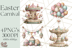 Easter Carnival Clipart, Pastel Carnival Booths Png Product Image 1