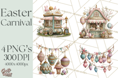 Easter Carnival Clipart, Pastel Carnival Booths Png Product Image 1