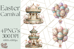 Easter Carnival Clipart, Pastel Carnival Booths Png Product Image 1