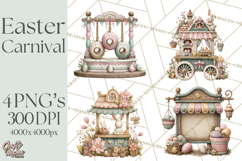 Easter Carnival Clipart, Pastel Carnival Booths Png Product Image 1