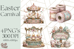 Easter Carnival Clipart, Pastel Carnival Booths Png Product Image 1