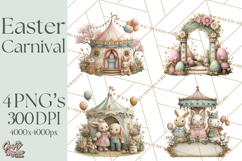 Easter Carnival Clipart, Pastel Carnival Booths Png Product Image 1
