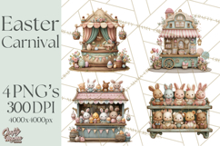Easter Carnival Clipart, Pastel Carnival Booths Png Product Image 1