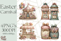 Easter Carnival Clipart, Pastel Carnival Booths Png Product Image 1