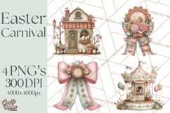 Easter Carnival Clipart, Pastel Carnival Booths Png Product Image 1