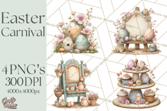 Easter Carnival Clipart, Pastel Carnival Booths Png Product Image 1