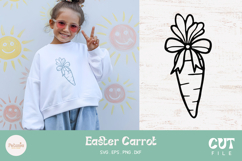 Cute carrot svg cut file being used as a kids t-shirt print 