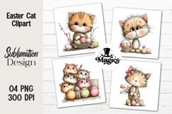 Easter Cat Clipart, Easter Sublimation PNG Product Image 1