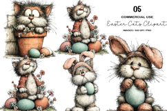 Whimsical Easter Cats Clipart Product Image 1