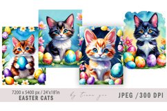 Cute watercolor Easter kitty illustrations - 4 Jpeg files Product Image 1