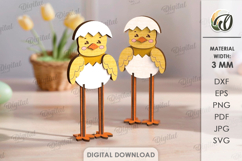 3D Easter Stand Characters Laser Cut. Easter Chicks SVG Product Image 1