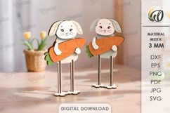 3D Easter Stand Characters Laser Cut. Easter Bunnies SVG Product Image 1