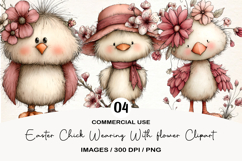 Easter Chick Wearing With flower Clipart Product Image 1