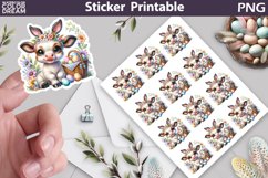 Easter Cow Sticker | Happy Easter Sticker Printable Product Image 1
