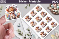 Easter Cow Sticker | Happy Easter Sticker Printable Product Image 1