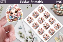 Easter Cow Sticker | Happy Easter Sticker Printable Product Image 1