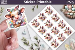 Easter Cow Sticker | Happy Easter Sticker Printable Product Image 1
