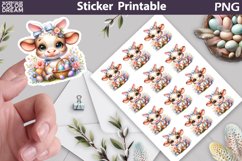 Easter Cow Sticker | Happy Easter Sticker Printable Product Image 1