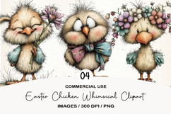 Easter Chicken Whimsical Clipart Product Image 1