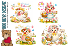 Happy Easter Chicken Clipart Product Image 1
