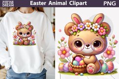 Cute Bear Easter Clipart | Easter Animal With Bunny Ears Product Image 1