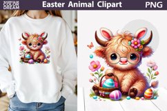 Highland Easter Clipart | Easter Animal With Bunny Ears Product Image 1