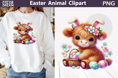 Highland Easter Clipart | Easter Animal With Bunny Ears Product Image 1