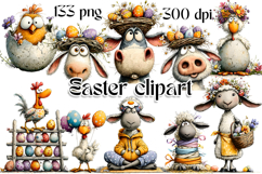 Spring animal Sarcastic easter Clipart Product Image 1