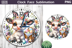 Easter Cow Clock Face | Spring Cute Animal Clock Design Product Image 1