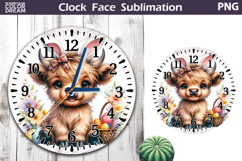 Easter Cow Clock Face | Spring Cute Animal Clock Design Product Image 1