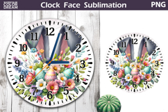 Easter Eggs Clock Face | Bunny Ears Clock Design Product Image 1