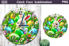 Easter Eggs Clock Face | Bunny Ears Clock Design Product Image 1
