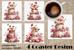 Happy Easter Square Coaster Sublimation. Funny cake Product Image 1