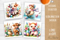 Funny cow farm Coaster Sublimation |cute easter animals Product Image 1