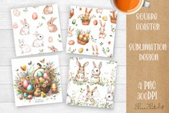 Happy Easter Square Coaster Sublimation Product Image 1