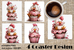 Happy Easter Square Coaster Sublimation. Funny cake Product Image 1