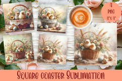 Happy Easter chickens Square Coaster Sublimation Product Image 1
