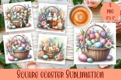 Happy Easter bunny Square Coaster Sublimation Product Image 1