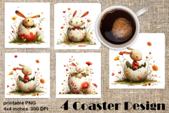 Happy Easter Square Coaster Sublimation. Funny egg Product Image 1