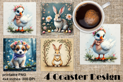 Happy Easter Square Coaster Sublimation Product Image 1