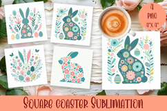 Happy Easter bunny Square Coaster Sublimation Product Image 1