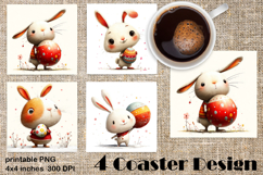 Happy Easter Square Coaster Sublimation. Funny bunny Product Image 1