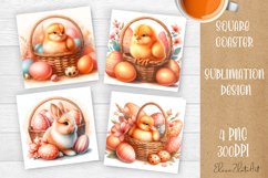 Funny cow farm Coaster Sublimation |cute easter animals Product Image 1