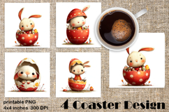 Happy Easter Square Coaster Sublimation. Funny bunny Product Image 1